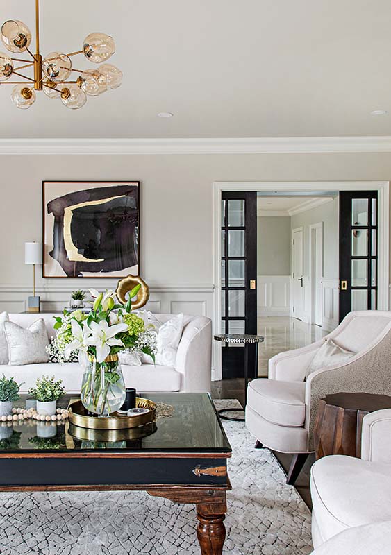 interior view of sofas and table