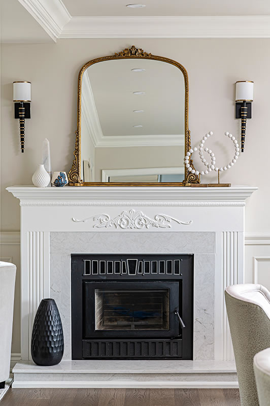 fireplace with mirror