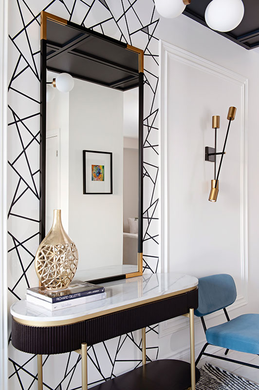 entryway detail side table and mirror