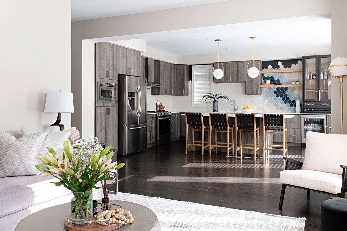 looking into kitchen