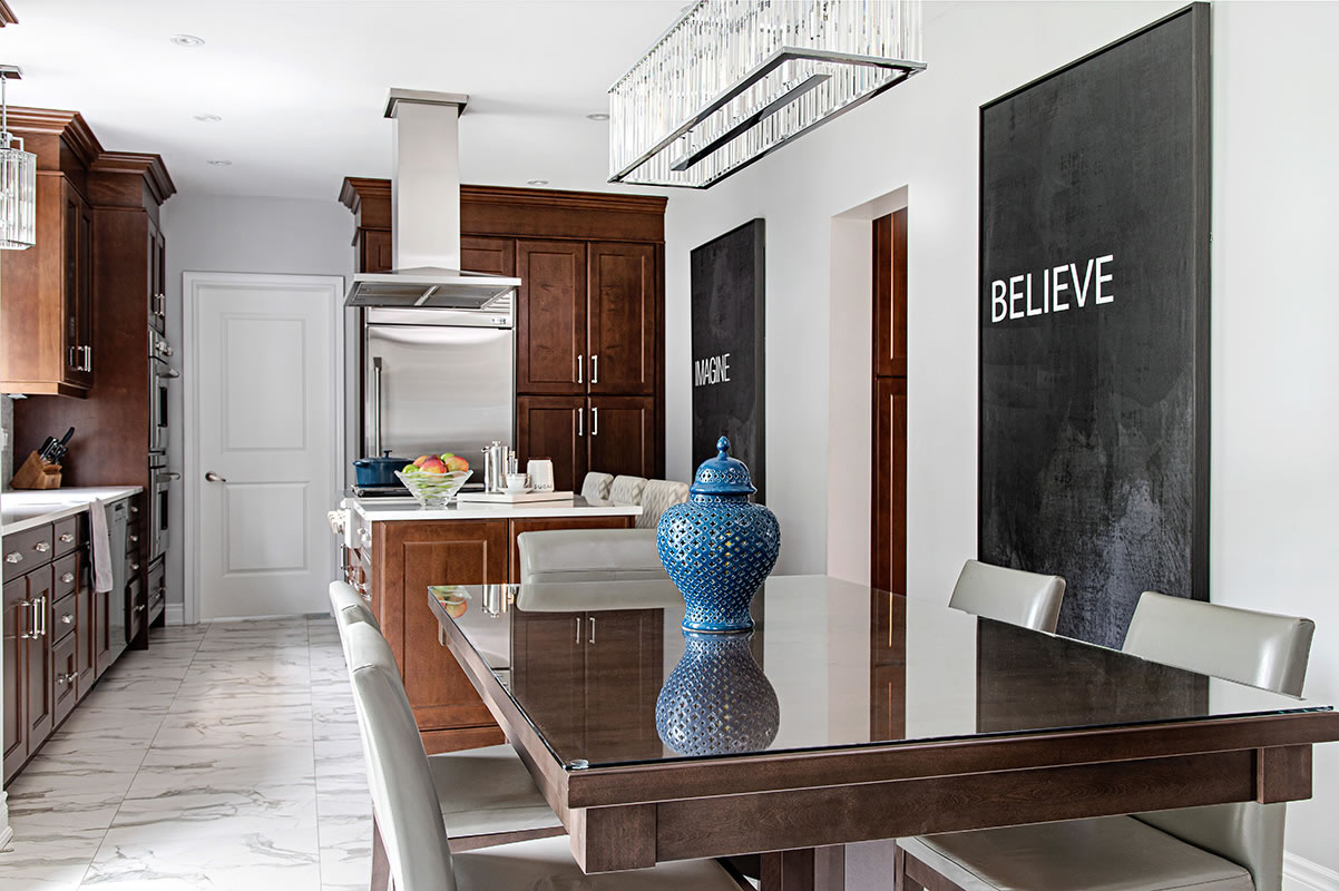 looking into kitchen