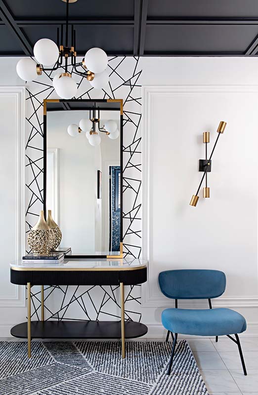 side table, chair, mirror
